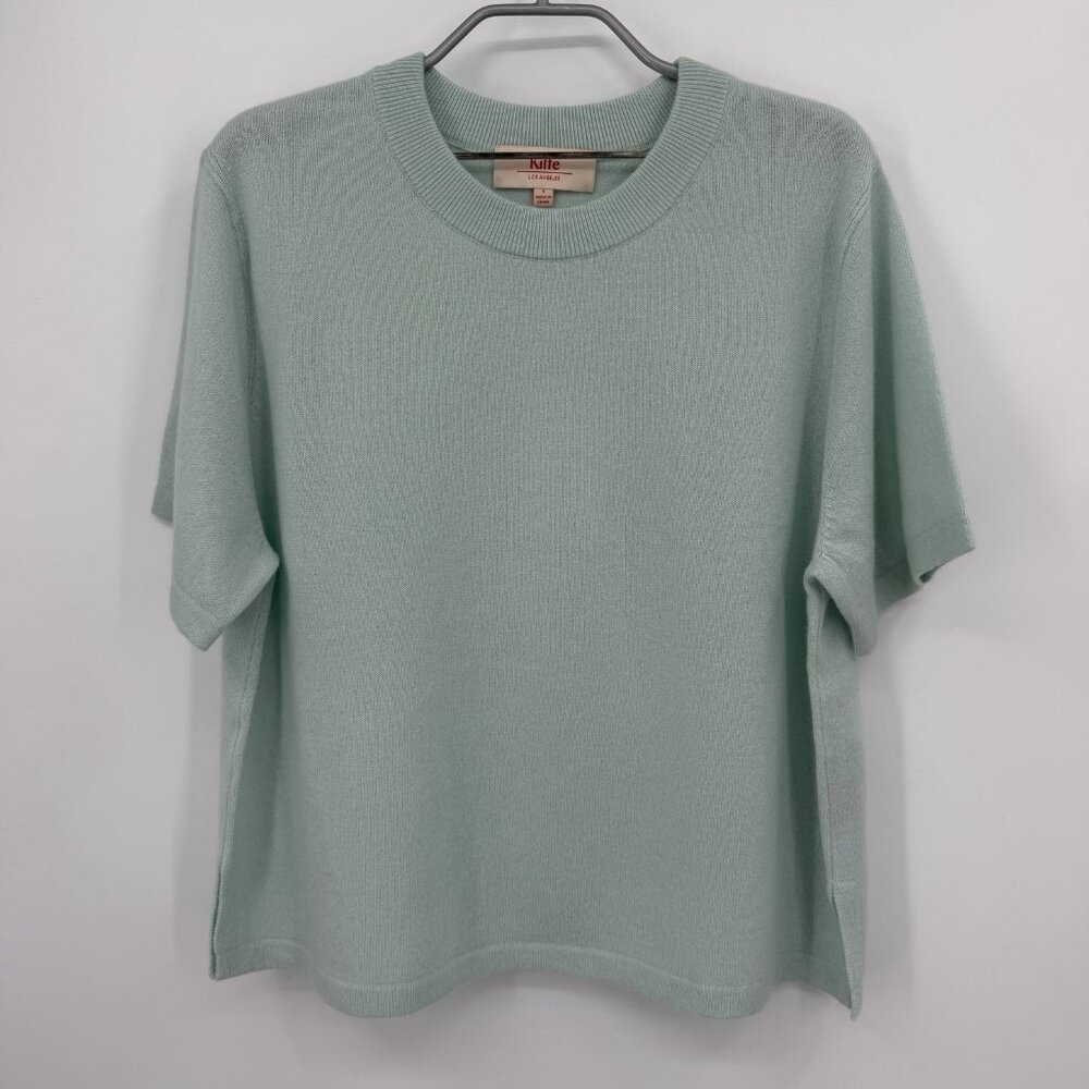 Kilte Collection 100% Washable Cashmere The Liz Tee in Celeste size 3/L Large